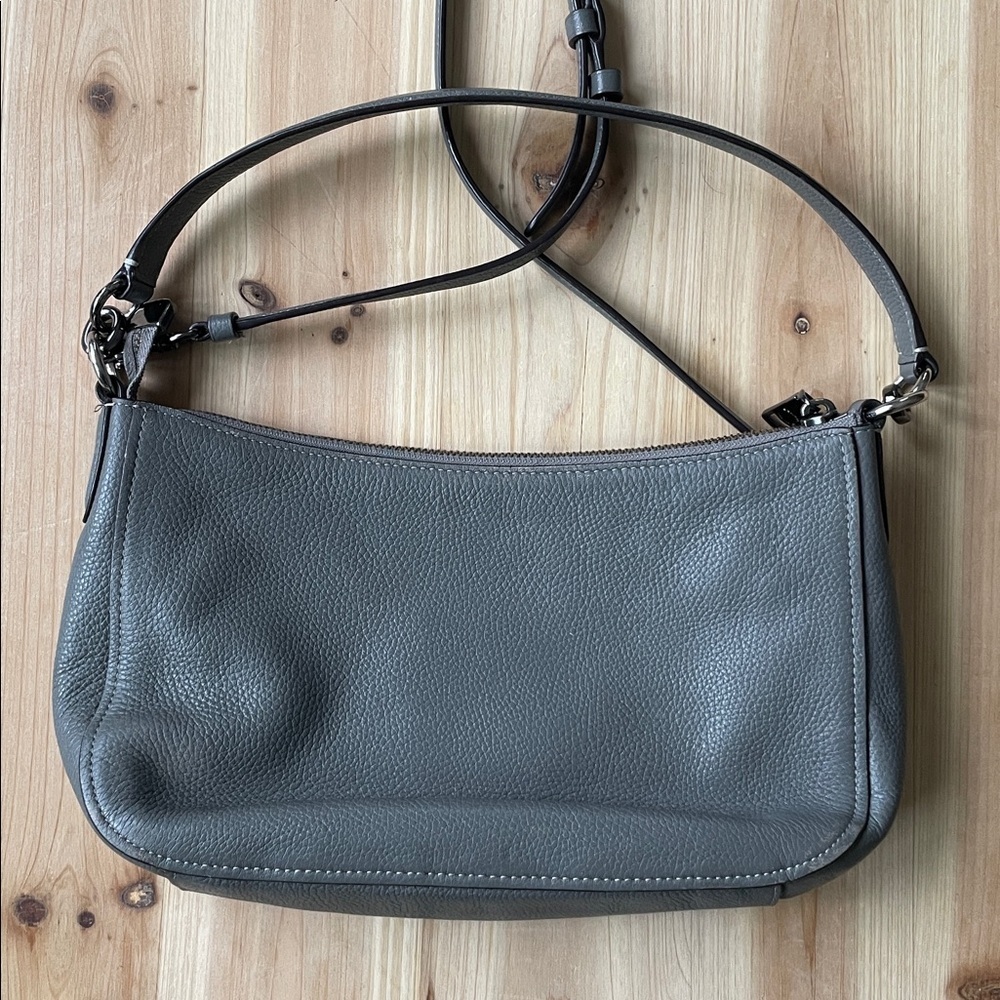 Coach Pebble Gray Leather Shoulder Bag - Picture 6 of 16